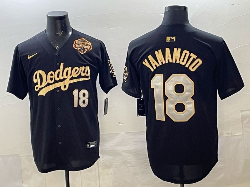 Men 2026 Nike Los Angeles Dodgers #18 Yamamoto Black Game MLB Jersey 025
